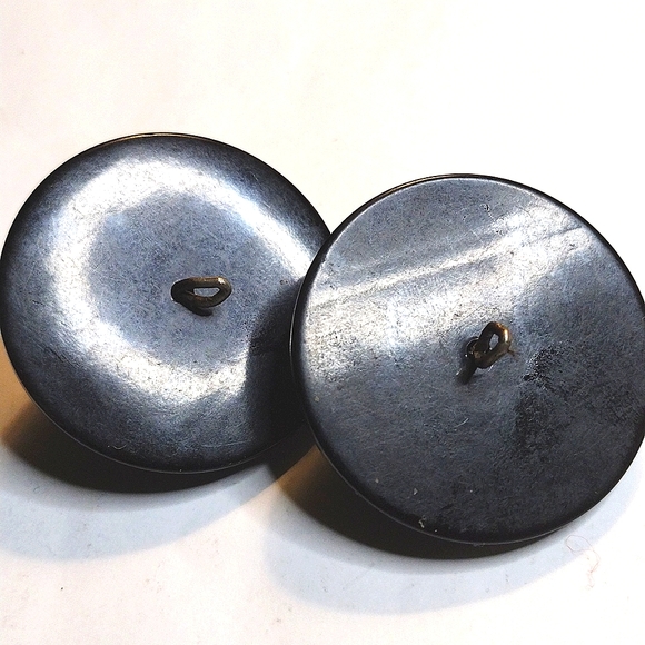 2 BAKELITE BLACK SILVER BUTTONS 1 3/4" - Picture 2 of 3